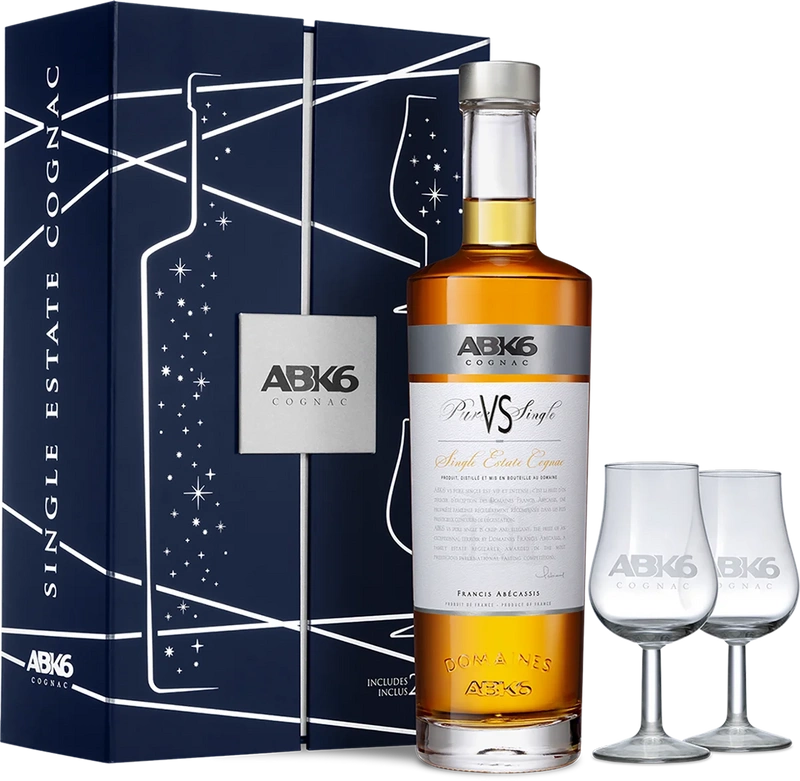 Zestaw prezentowy - koniak ABK6 VS Pure Single Estate z kieliszkami