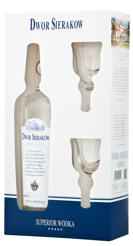Dwór Sieraków Superior 0,7 l w pudełku + kieliszki