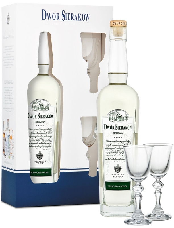 Dwór Sieraków Pieprzowa 0,7 l w pudełku + kieliszki