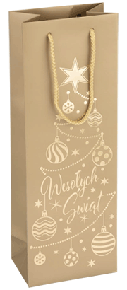 Świąteczna torba na wino - złota