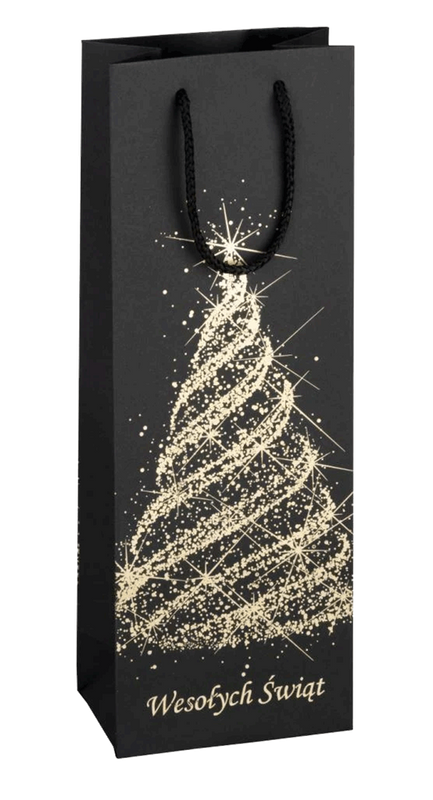 Świąteczna torba na wino - czarna