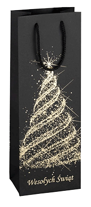 Świąteczna torba na wino - czarna