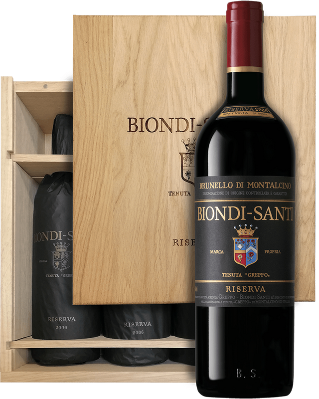 Biondi-Santi Brunello di Montalcino Riserva 2006 - 3 butelki w drewnianej skrzynce