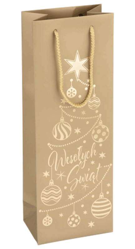 Świąteczna torba na wino - złota